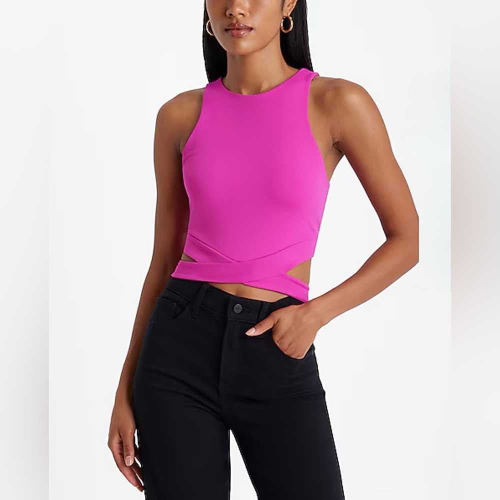 Express Fuchsia Cutout Crop Top NWT L
